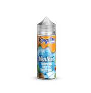 A 100ml bottle of Kingston Nicotine Free E Liquid in Menthol Tropical Fruits flavor.